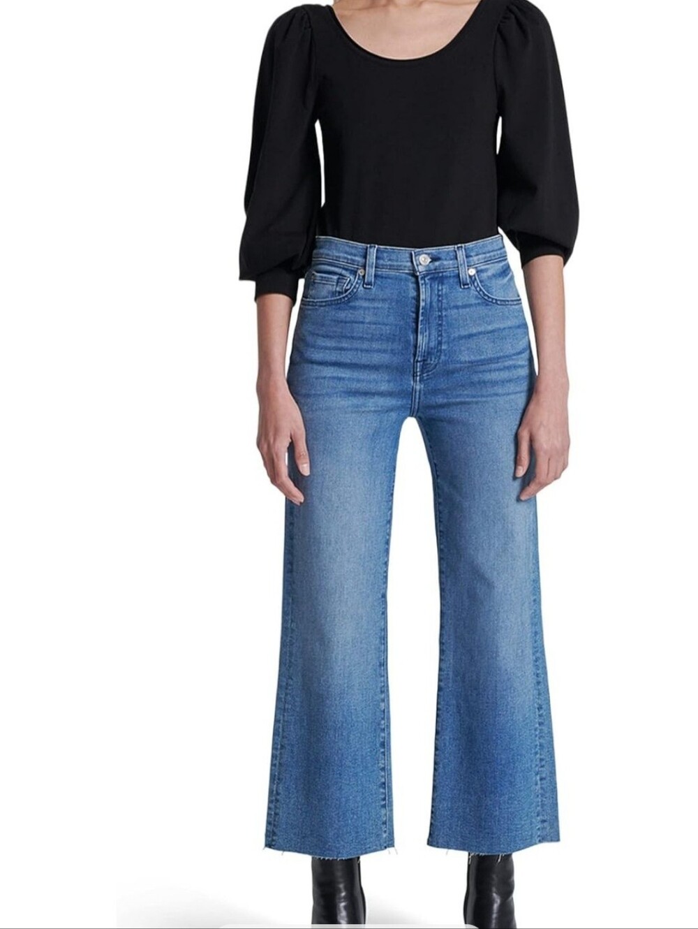 Seven Four All Mankind Alexa Cropped Women’s Blue Wide-Leg Jeans Size 29